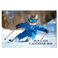 Funny Cat Calendar 2026 A4 12 Month to View Wall Calendar 2026 Perfect for Schoo