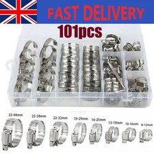 101 Pcs Assorted Stainless Steel Hose Clamp Kit With No Driver Jubilee Clips Set