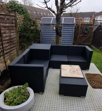 Corner Rattan Garden Furniture Set Large Storage Table Lounge Patio Cushion Sofa