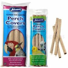 Johnsons 4 Sanded Perch Covers Budgies Cockatiels Cage Grip Trim Nails