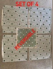 x4 FURN Scandi Cushion Cover Cotton Large Green Geometric Retro 70s Vibe Scatter