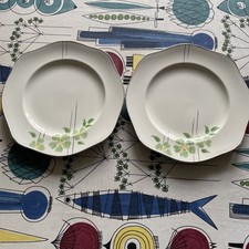 2 James Kent Ltd Old Foley Dinner Plates With Green Flower Pattern 9.5 Inches