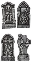 4 Headstone Decorations Halloween Tombstone Grave Gravestone Prop Yard Garden