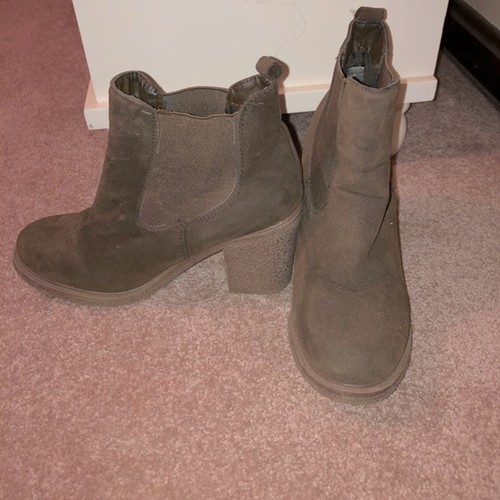 Brown faux suede - brown, booties