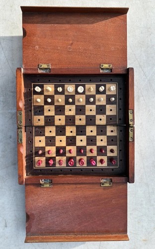 Victorian travelling chess set - victorian,