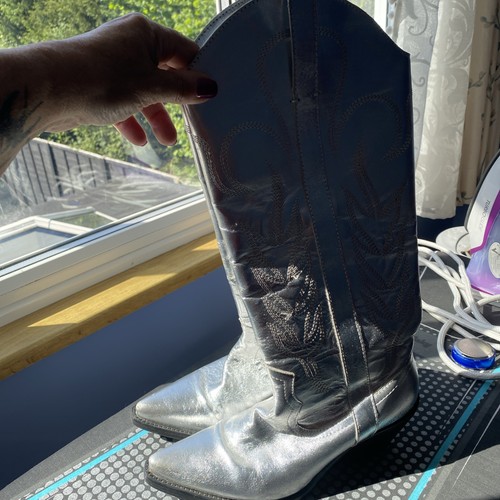 Zara silver cowboy boots - zara,