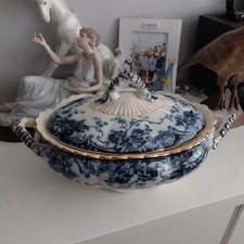 FLOW BLUE CHATSWORTH K-A CO. LATE MAYERS  TUREEN  CIRCA 1900