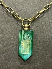 LOTR inspired Green Mystic Elfstone Necklace Handmade Resin Crystal Wearable Art