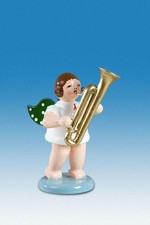 Angel Musician Angel with Sarrusophone without Crown Height approx. 6 cm NEW Erzgebirge Wood