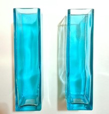 turquoise vase pair blue glass