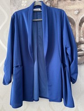 Royal Blue FASHION HUB Ruched Sleeve Blazer Jacket NEW Plus Size 26