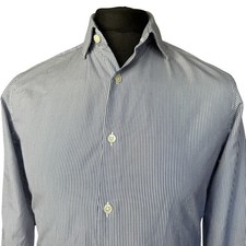 JOHN FRANCOMB Shirt Mens 15.5 Fits as MEDIUM (38") Long Sleeve Grey Striped