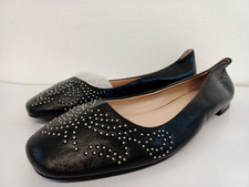 Next Collection Black Leather Studded Ballet Flats Slip On Shoes UK 9 EU 43 NEW