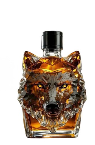 Wolf head whiskey - wolf, decanter