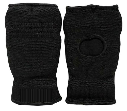 Black elasticated karate mitts - black,
