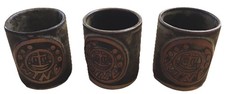 3 TREMAR Hand Made Pottery Wine Cups 6.5cm High 6cm Diameter