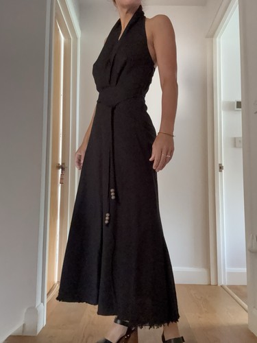 Zara black linen - linen, midi