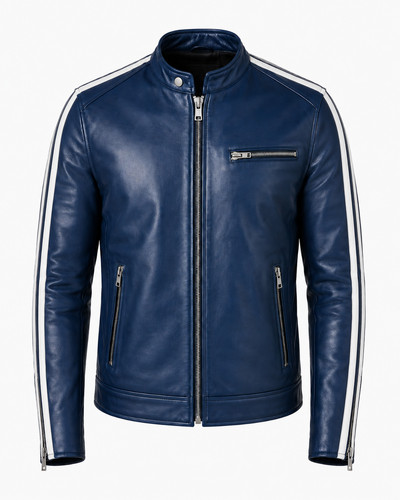 Men blue real - blue, lambskin