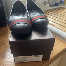 Genuine Gucci Guccissima Black Leather Ballet Flat Shoes Size EU 37.5/UK 4.5