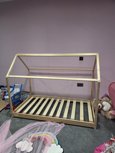 Wooden childrens bed and frame - wooden,