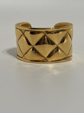 Vtg Chanel Gold Quilted Cuff