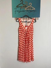 Ladies Holly Willoughby pattern red/pink summer skater dress size 10 NEW #2604