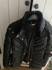 Wulux Paris Black Winter Coat /jacket Size M (10-12) - Fluffy Neck , With Hood