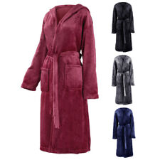 Velvet Cotton Hooded Bathrobe Towelling Mens & Ladies Bath Robe Dressing Gown