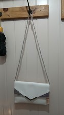 Evening bag/clutch with strap,  Faith white with silver detail new with tags
