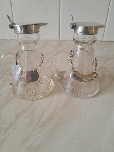 Superb pair silver whisky - pair,