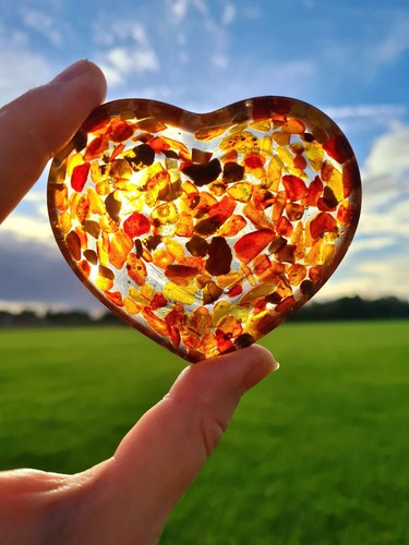 Heart amber bowl - heart, bowl,