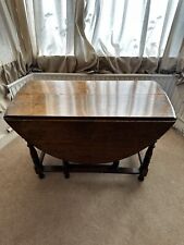 OLD VINTAGE SOLID OAK GATE LEG DROP LEAF TABLE OVAL TOP