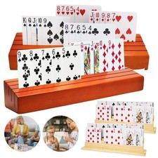 2Pcs Wooden Playing Card Holders for Kids Seniors Family Card Games Poker Party