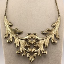 Leaf Bib Necklace Gold Tone