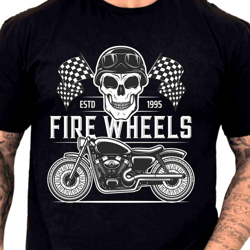Fire wheels shirt skull - wheels,
