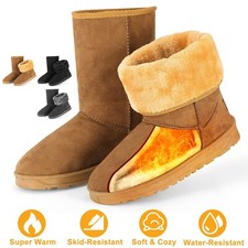 LADIES WOMENS FLAT MID CALF WARM WINTER FUR LINED SNUGG HUG SHOES BOOTS SIZE 3-8