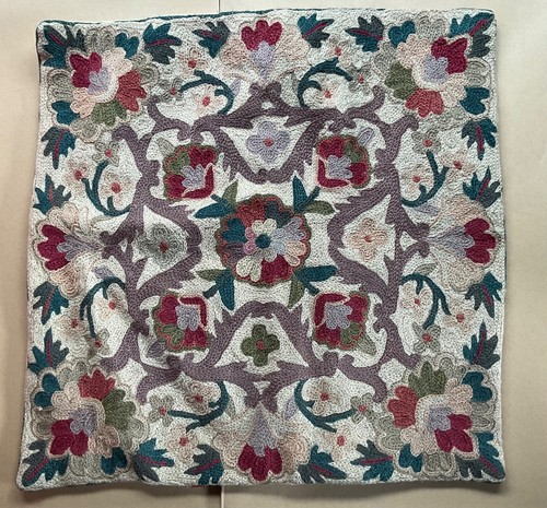 Crewel embroidered cushion - crewel,