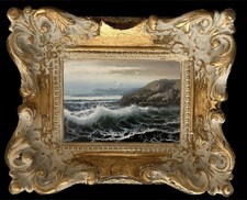 Framed Original Oil Painting On Canvas Ocean Signed And Listed By The Artist
