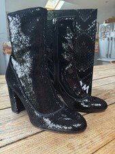 NEW!! Incredible SAM EDELMAN Black "Calexa" Sequin Covered High Heel BOOTS 39 6