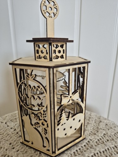 Wooden christmas lantern - wooden,