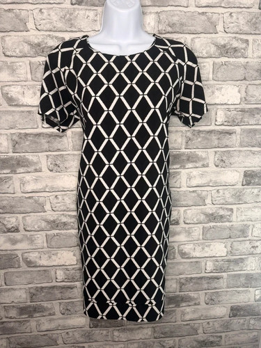 Black diamond print dress - black,