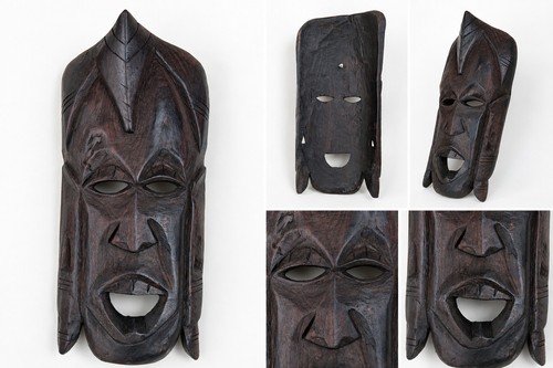 Hand carved wooden tribal - carved, wall