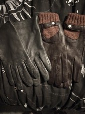X2 Pair Primark Faux Leather Ladies Gloves  Bkack And Brown