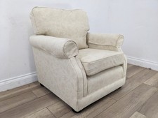 CREAM Arm ChairFloral Patterned Sofa UK Removable Seat Back Cushions Wooden Feet