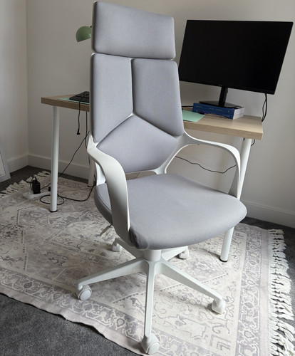 Ergonomic grey fabric office - fabric,