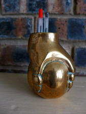 Antique/Vintage  Brass Pen Holder Claw On Ball Unique Country Home Cool Desk Art