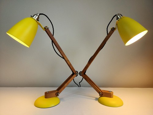 Maclamp 1960s wood arm lamp