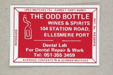 Matchbox label The Odd Bottle Wines Pirits Station Road Ellesmere Port MR091