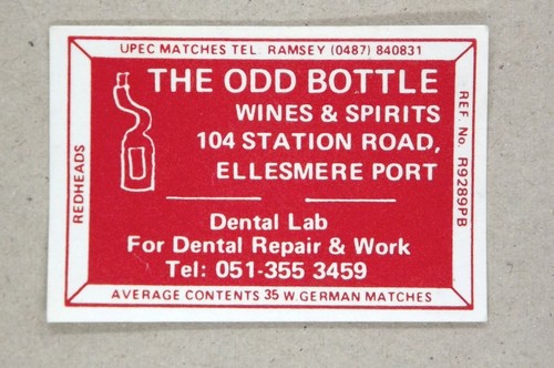 Matchbox label the odd bottle - label,