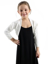 GIRLS KIDS PLAIN RUSHED 3/4 SLEEVE BOLERO SHRUG  PARTY WEDDING CARDIGAN TOP 1-13